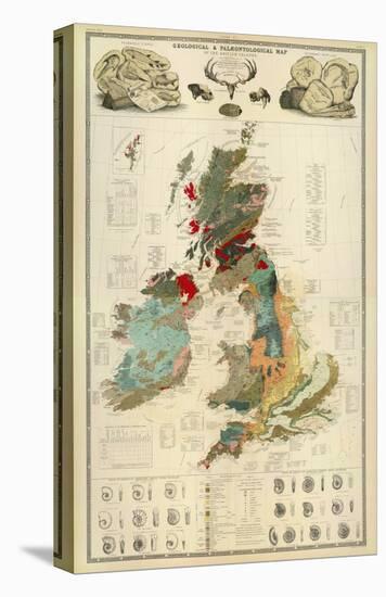 Composite: Geological and Palaeontological Map of the British Islands, c.1854-Alexander Keith Johnston-Stretched Canvas