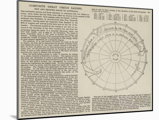 Composite Great Circle Sailing, New and Shorter Route to Australia-null-Mounted Giclee Print