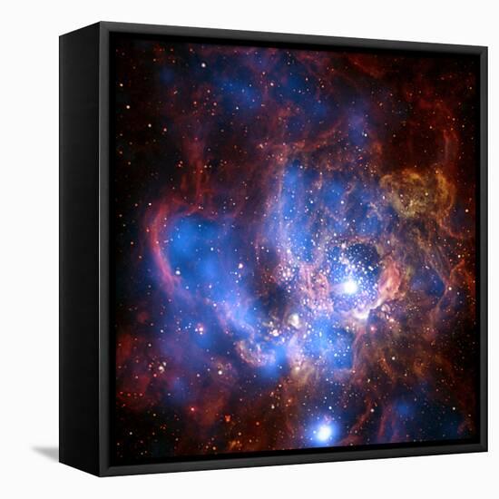 Composite Image from Chandra and Hubble Data, Divided Neighborhood of Some 200 Hot, Young Stars-null-Framed Stretched Canvas