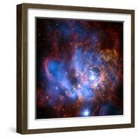 Composite Image from Chandra and Hubble Data, Divided Neighborhood of Some 200 Hot, Young Stars-null-Framed Premium Photographic Print