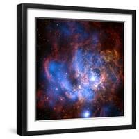 Composite Image from Chandra and Hubble Data, Divided Neighborhood of Some 200 Hot, Young Stars-null-Framed Premium Photographic Print