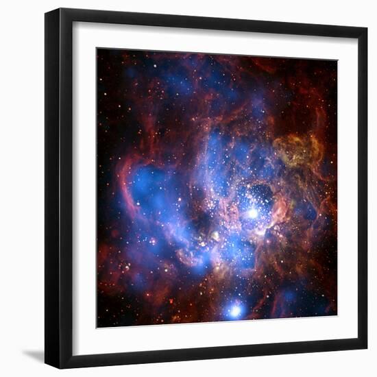Composite Image from Chandra and Hubble Data, Divided Neighborhood of Some 200 Hot, Young Stars-null-Framed Premium Photographic Print