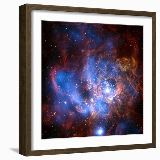 Composite Image from Chandra and Hubble Data, Divided Neighborhood of Some 200 Hot, Young Stars-null-Framed Photographic Print