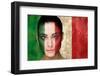Composite Image of Beautiful Football Fan in Face Paint against Italy Flag in Grunge Effect-Wavebreak Media Ltd-Framed Photographic Print