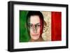 Composite Image of Beautiful Football Fan in Face Paint against Mexico Flag in Grunge Effect-Wavebreak Media Ltd-Framed Photographic Print