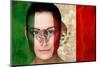 Composite Image of Beautiful Football Fan in Face Paint against Mexico Flag in Grunge Effect-Wavebreak Media Ltd-Mounted Photographic Print