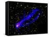 Composite Image, Two Tails Stretching Behind a Galaxy as it Travels Through a Galaxy Cluster-null-Framed Stretched Canvas