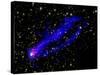 Composite Image, Two Tails Stretching Behind a Galaxy as it Travels Through a Galaxy Cluster-null-Stretched Canvas