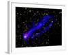 Composite Image, Two Tails Stretching Behind a Galaxy as it Travels Through a Galaxy Cluster-null-Framed Photographic Print