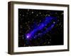 Composite Image, Two Tails Stretching Behind a Galaxy as it Travels Through a Galaxy Cluster-null-Framed Photographic Print