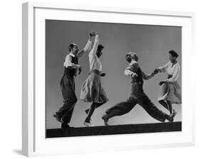 Composite: Leon James and Willa Mae Ricker Demonstrating Steps of the Lindy Hop-Gjon Mili-Framed Premium Photographic Print