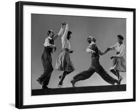 Composite: Leon James and Willa Mae Ricker Demonstrating Steps of the Lindy Hop-Gjon Mili-Framed Premium Photographic Print