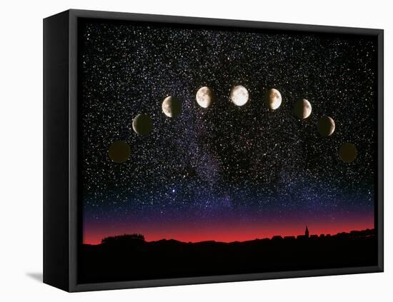 Composite Time-lapse Image of the Lunar Phases-John Sanford-Framed Stretched Canvas