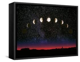 Composite Time-lapse Image of the Lunar Phases-John Sanford-Framed Stretched Canvas
