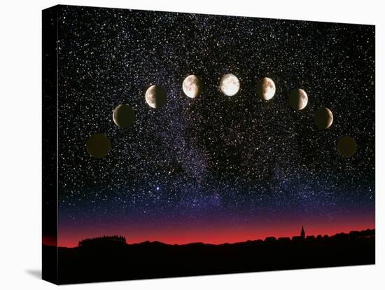 Composite Time-lapse Image of the Lunar Phases-John Sanford-Stretched Canvas