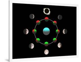 Composite Time-lapse Image of the Lunar Phases-John Sanford-Framed Photographic Print