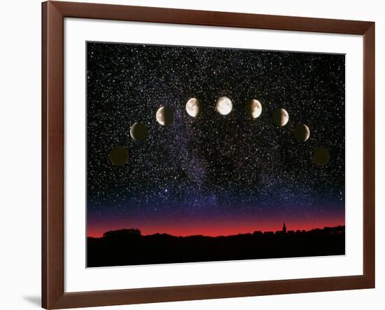 Composite Time-lapse Image of the Lunar Phases-John Sanford-Framed Photographic Print