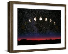 Composite Time-lapse Image of the Lunar Phases-John Sanford-Framed Photographic Print