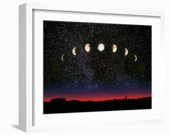 Composite Time-lapse Image of the Lunar Phases-John Sanford-Framed Photographic Print