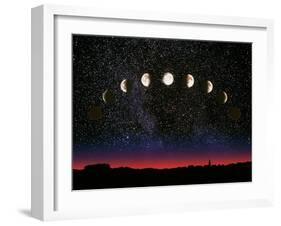 Composite Time-lapse Image of the Lunar Phases-John Sanford-Framed Photographic Print