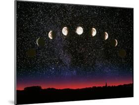 Composite Time-lapse Image of the Lunar Phases-John Sanford-Mounted Photographic Print