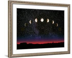 Composite Time-lapse Image of the Lunar Phases-John Sanford-Framed Photographic Print