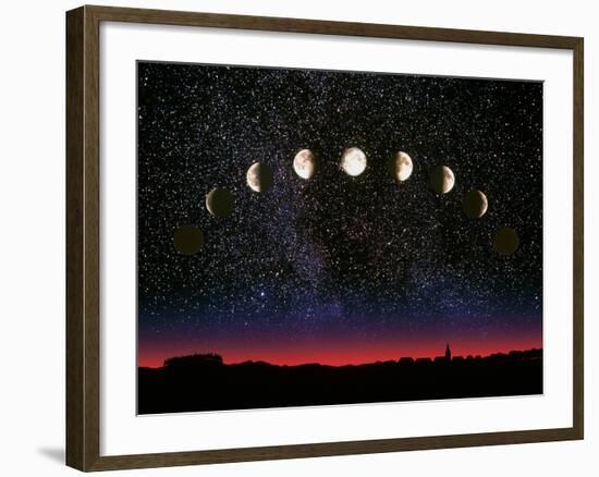 Composite Time-lapse Image of the Lunar Phases-John Sanford-Framed Photographic Print