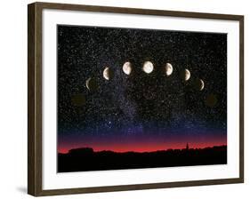 Composite Time-lapse Image of the Lunar Phases-John Sanford-Framed Photographic Print