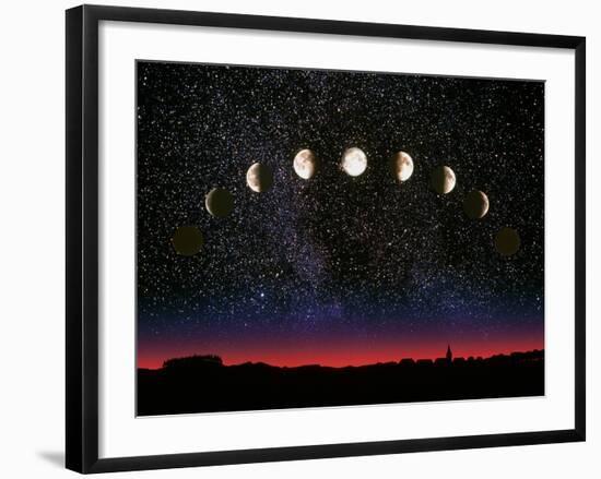 Composite Time-lapse Image of the Lunar Phases-John Sanford-Framed Photographic Print