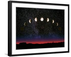 Composite Time-lapse Image of the Lunar Phases-John Sanford-Framed Photographic Print