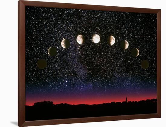 Composite Time-lapse Image of the Lunar Phases-John Sanford-Framed Photographic Print