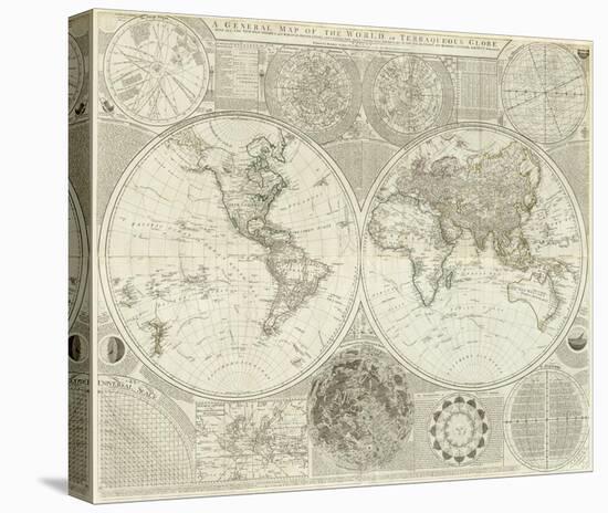 Composite: World or Terraqueous Globe, c.1787-Samuel Dunn-Stretched Canvas