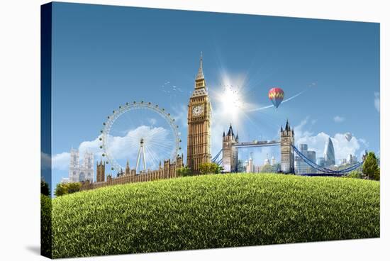 Composition London Landmarks-null-Stretched Canvas