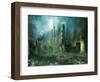 Composition of Futuristic City with Huge Factory Covered in Dark Clouds and Smog Pollution-PlusONE-Framed Photographic Print