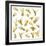 Composition of Rosy-Faced Lovebird Flying, Agapornis Roseicollis, also known as the Peach-Faced Lov-Life on White-Framed Photographic Print