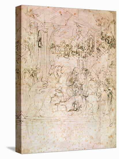 Composition Sketch For the Adoration of the Magi, 1481-Leonardo da Vinci-Stretched Canvas