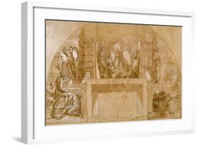 Compositional Study for "The Liberation of St. Peter" in the Stanza D'Eliodoro in the Vatican-Raphael-Framed Giclee Print