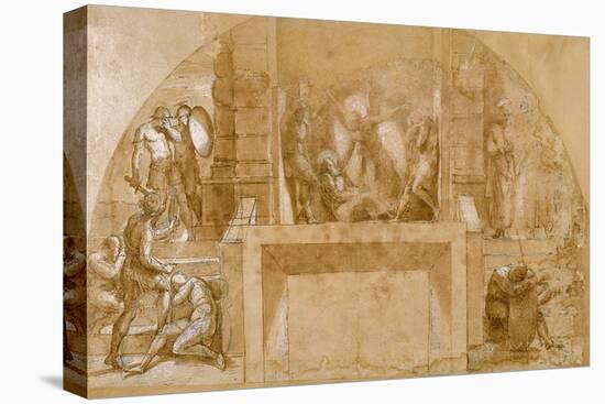 Compositional Study for "The Liberation of St. Peter" in the Stanza D'Eliodoro in the Vatican-Raphael-Stretched Canvas