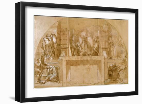 Compositional Study for "The Liberation of St. Peter" in the Stanza D'Eliodoro in the Vatican-Raphael-Framed Giclee Print