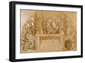 Compositional Study for "The Liberation of St. Peter" in the Stanza D'Eliodoro in the Vatican-Raphael-Framed Giclee Print