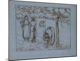 Compositional Study of Four Female Peasants Working in an Orchard ('Spring')-Camille Pissarro-Mounted Giclee Print