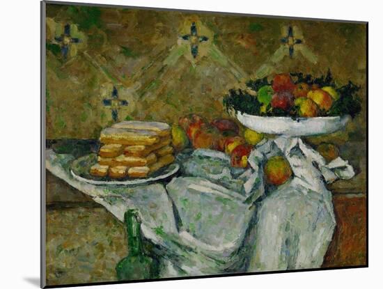 Compotier et Assiette de biscuits, around 1877 Fruit bowl and plate with biscuits-Paul Cezanne-Mounted Giclee Print