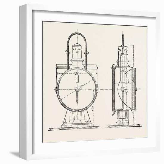 Compressed Oil Gas for Lighting Cars, Steamboats, and Buoys: Locomotive Headlight, 1882-null-Framed Premium Giclee Print