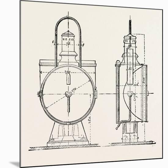 Compressed Oil Gas for Lighting Cars, Steamboats, and Buoys: Locomotive Headlight, 1882-null-Mounted Giclee Print