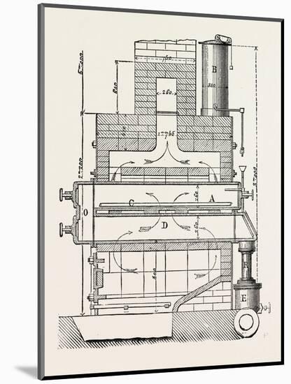 Compressed Oil Gas for Lighting Cars, Steamboats, and Buoys: Section a Furnace, 1882-null-Mounted Giclee Print