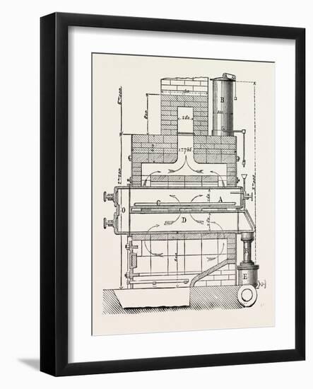 Compressed Oil Gas for Lighting Cars, Steamboats, and Buoys: Section a Furnace, 1882-null-Framed Giclee Print