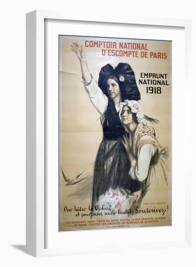 Comptoir National D'Escompte De Paris, French World War I Poster, 1918-Auguste Leroux-Framed Giclee Print