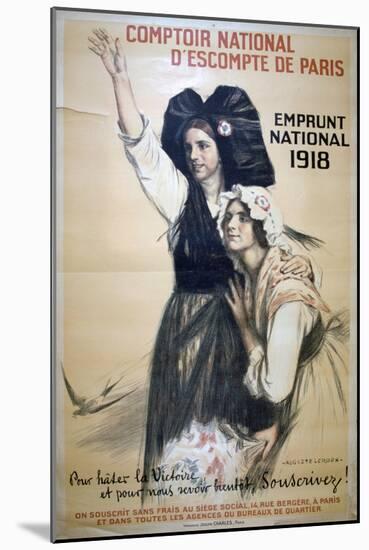 Comptoir National D'Escompte De Paris, French World War I Poster, 1918-Auguste Leroux-Mounted Giclee Print