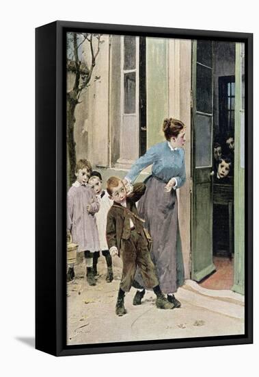 Compulsory Education, 1882-Jules Jean Geoffroy-Framed Stretched Canvas