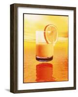 Computer Art of Glass of Orange Juice & Orange Sea-Victor Habbick-Framed Photographic Print